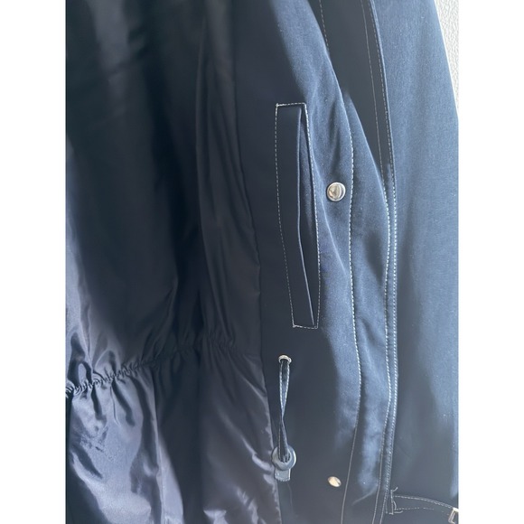 Talbots Navy Hooded Utility Jacket Women's Large Zip Front Drawstring Waist - Picture 10 of 16